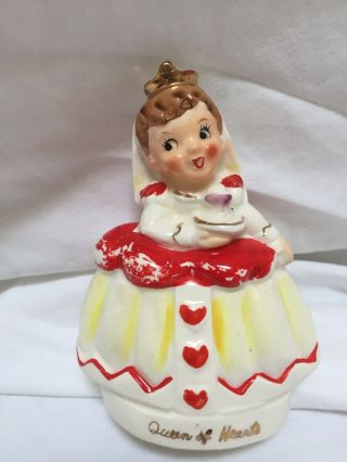 Rare Vintage Mid - Century Napco Or Lefton Valentine Queen Of Hearts Figurine