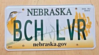 Nebraska Bird Vanity License Plate " Beach Lvr " Lover Swim Suntan Sand Bikini