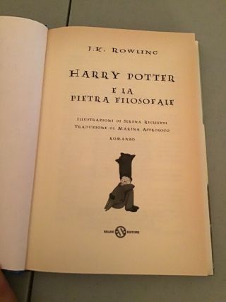 Italian Harry Potter And The Philosopher’s Stone (Sorceror’s) Hardcover Book 3