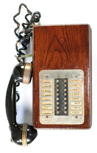 S.  H.  Couch Antique Telephone Intercom Wooden Wall Phone Patent 1910