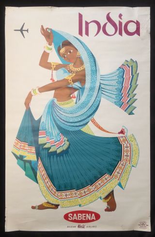Sabena 1969 India Airline Poster