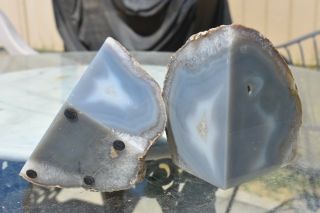 Agate Bookends Geode Crystal Polished Quartz - 9 lbs.  - 6