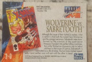 1992 Marvel Masterpieces,  Spectra - Etch Foil Card 3 - D Wolverine Vs Sabretooth 2