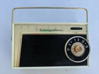 Admiral Vintage 7 Transistor Pocket Size Portable Radio Model 7m18 W/cas