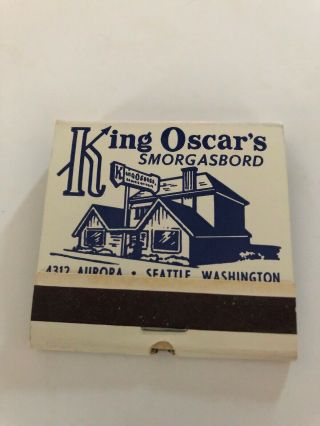 Vintage Full Matchbook King Oscar’s Smorgasbord / Fjord Room Seattle Washington