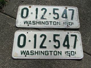 1950 1951 1953 Washington License Plates Plate - - - Rare Pair - - O - 12 - 547