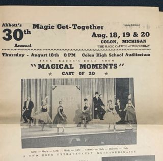 Abbott’s 30th Annual Magic Get - Together Advertising Flyer Colon Michigan 1966
