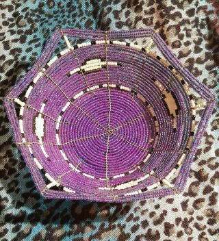 African Beaded Wireless Small Basket For Jewelry,  Etc Handmade In Uganda