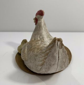 Large Antique German Christmas Putz Hen Chicken With Her Baby Chicks Ca 1900 3