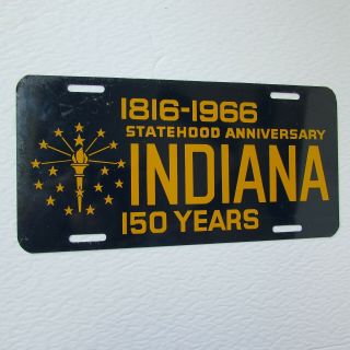 Indiana Statehood 150 Year Anniversary License Plate 1816 - 1966 In