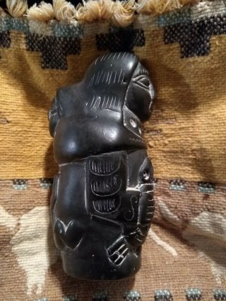 Vintage Blackware Pottery Mayan Aztec Pre Columbian Fertility Mother Earth Woman 2