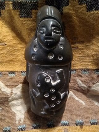 Vintage Blackware Pottery Mayan Aztec Pre Columbian Fertility Mother Earth Woman 3