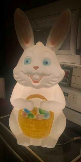 Vintage Giant 34” Empire Easter Bunny Rabbit Lighted Blow Mold Lawn Decor