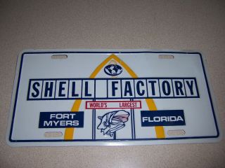 Vtg Shell Factory Fort Myers Florida Metal License Plate