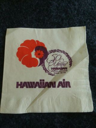 Vintage Hawaiian Air Airlines 50 Year Anniversary Cocktail Napkin 1979