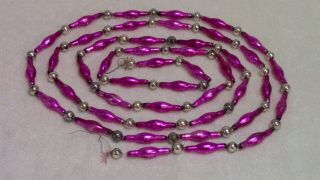 Vintage Pink & Silver Mercury Glass Bead Christmas Garland 97 " Long