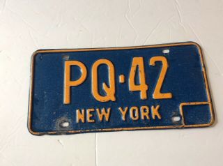 Vintage York State Blue & Yellow Vanity Pq - 42 License Plate