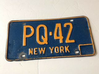 Vintage York State Blue & Yellow Vanity PQ - 42 License Plate 3
