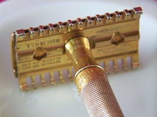 Vtg 1931 Gillette Good Will Reverse Stud 3 Piece Open Comb De Safety Razor
