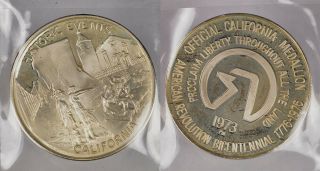 1973 (1776 - 1976) Sterling Silver California American Revolution Liberty Medallion