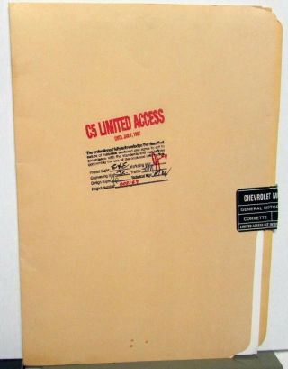 1997 Chevy C5 Corvette Limited Access Confidential Corporate Information Folder