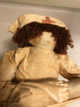 Handmade In Usa 25 " Nurse Doll Made With Antique Cloth