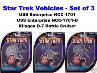 Star Trek Keychains Set Of 3 Enterprise Ncc - 1701 Klingon D7 Battle Retired