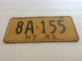 Good Vintage 1941 York State License Plate (8A - 155) 3