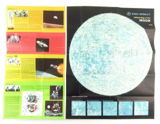 Vintage 1969 Rand Mcnally Official Map Of The Moon Apollo Poster Collectible B3