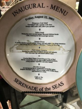 Royal Caribbean Cruise Lines 2003 Special Edition Plate Serenade Of Seas