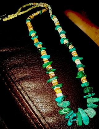 Vintiage Spiny Oyster And Vintage Turquoise Necklcace