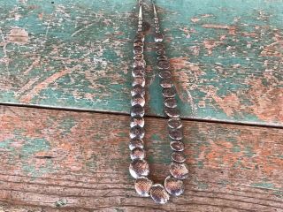 Sterling Silver Stamped Navajo Saucer Bead Necklace N R.