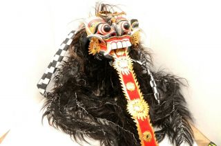 Very Large Balinese Devil Mask Rangda Barong Indonesian Dance Mask W/ Long Hair