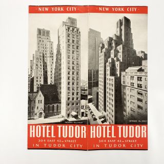 1940s Hotel Tudor Vintage Travel Brochure York City Ny 42nd Street