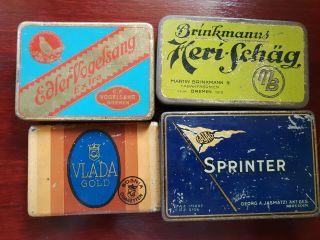 4 X Cigarette Tobacco Tins - Elder Vogelsang,  Vlada,  Brinkmanns,  Sprinter - Germany
