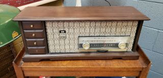 Vintage Philco Wood Case Table Top Am/fm Radio; Twin Speakers