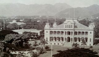 1889 Hawaiian Albumen Photo Iolani Palace Hawaii Antique Cdv Artifact