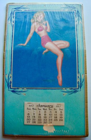 Rare 1957 Marilyn Monroe Bathing Suit Painting Calendar 5471