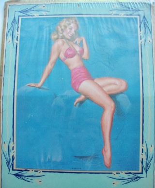 RARE 1957 Marilyn Monroe Bathing Suit Painting Calendar 5471 3