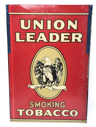 Vintage Union Leader Smoking Tobacco Tin Metal Sign Scp