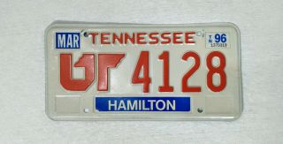 1996 Tennessee License Plate (university Of Tennessee) Hamilton County Tn Tag