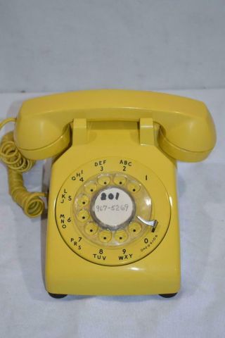 Vintage Bell Western Electric Yellow Rotary Desk Telephone