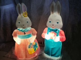 Vintage Blow Mold Easter Bunnies From Empire