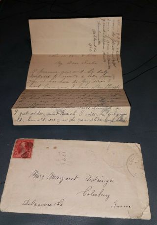 November 10,  1898 Colorado To Colesburg Iowa Margaret Bolsinger Letter Envelope