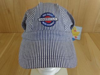 Railroad Engineer Hat Cap Blue White Striped Adult Great American Train Company