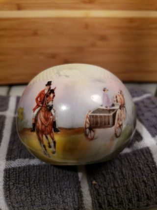 Antique Royal Bayreuth Porcelain Horse And Carriage Match Holder/striker