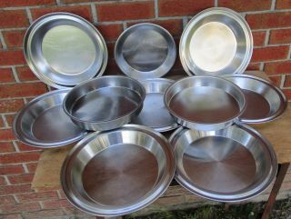 8 Stainless Steel Pie & 2 Cake Pans - 10 Baking Pans - West Bend Usa & Others