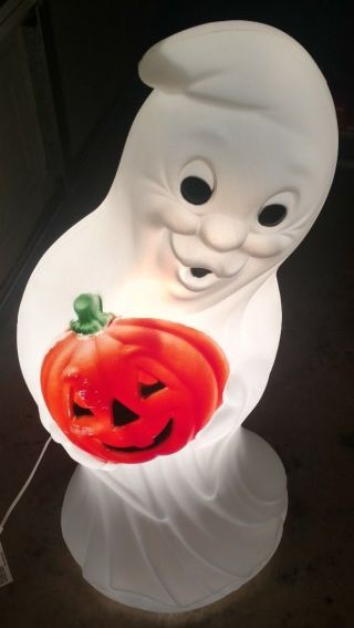 Vintage Halloween Blow Mold Yard Decoration Ghost Pumpkin Plastic Light Display