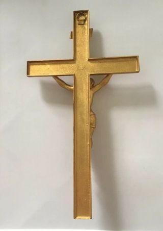 Vintage LARGE CRUCIFIX Catholic Wall Cross Christian Jesus Statue Gold Heavy 5