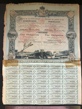 Puerto Rico 1888,  Bono Co.  De Los Ferrocarriles De P.  R. ,  Contiene 40 Cupones